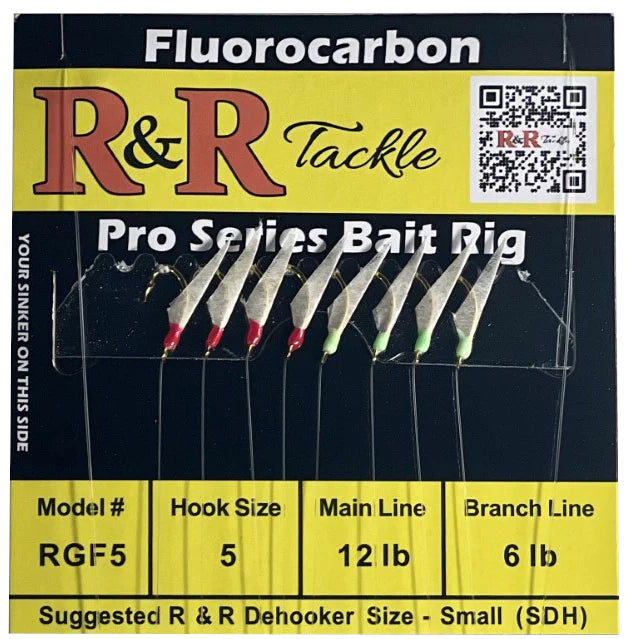 R&R Tackle - RGF5 FLUOROCARBON BAIT RIG - 8 (SIZE 5) HOOKS WITH 4 RED –  Paradise Tackle Co